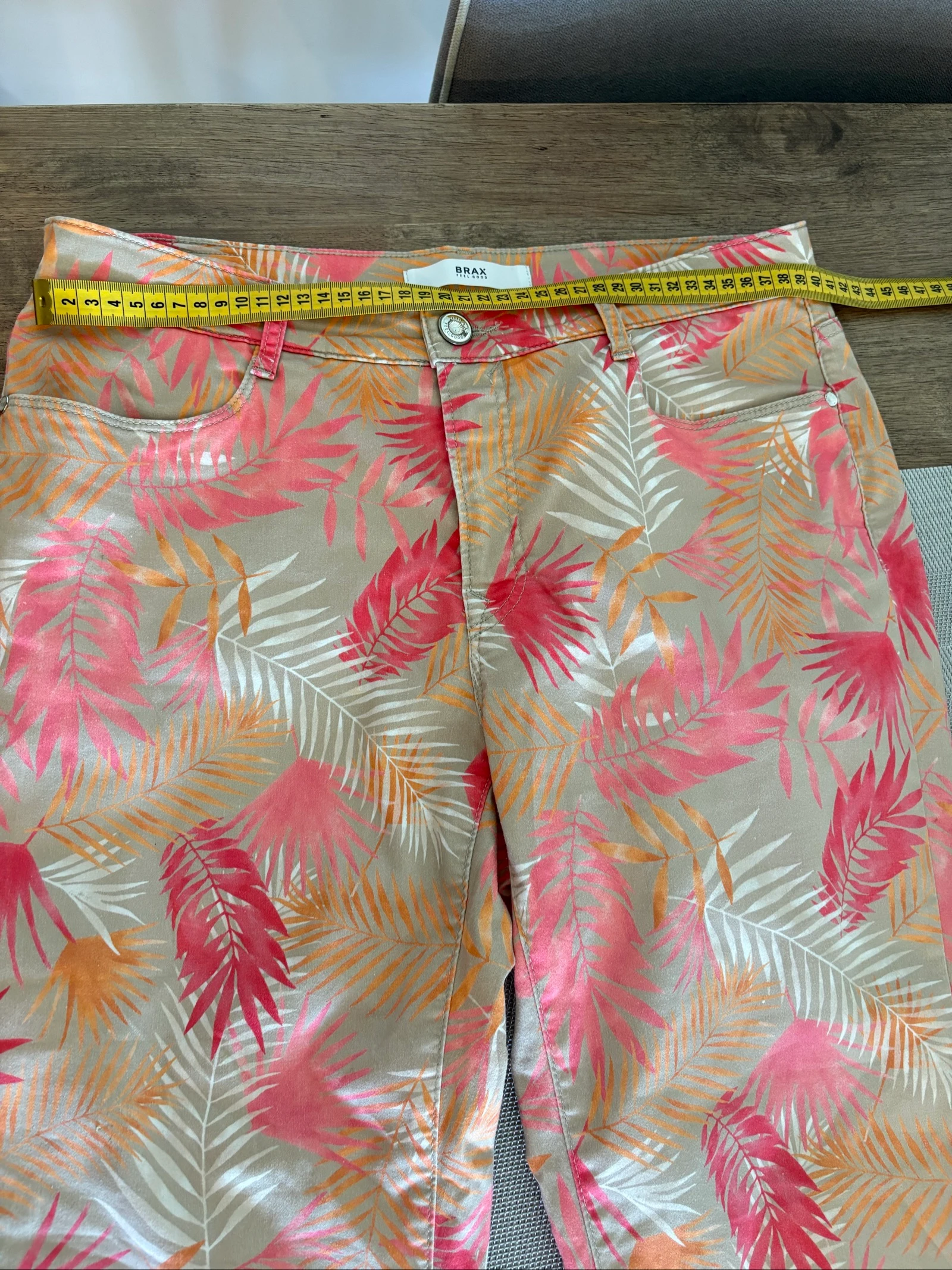 BRAX Feel Good Mary S taupe palm tree print pink/orange pants - 38 (FR40) – photo 4